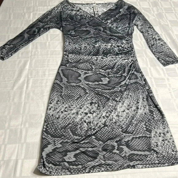 Vintage ,animal print dress, faux wrap,ruching,dark romantic,whimsigoth,event,EC - Picture 4 of 14